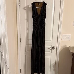 NWT HALARA Black/Brown Pinstriped Jumpsuit easy peezy.
